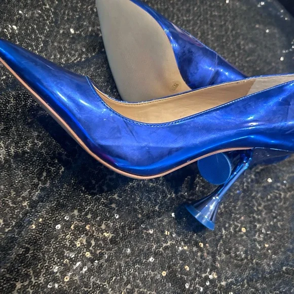 Metallic Blue (INC) color shift (Maurices) and gold (Michel Kors) Heels size 8 - Picture 4 of 11